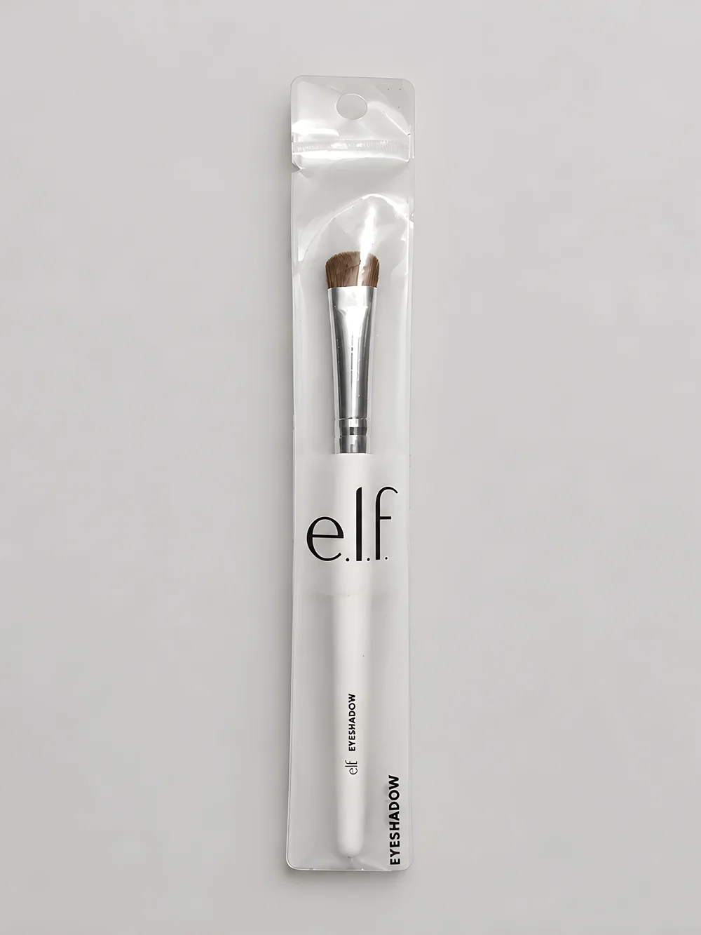 ELF White Eyeshadow Brush with Silver Ferrule and Brown Bristles
